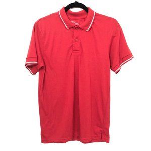 Men's Vertical Sport Solid Red White Polo Shirt Large